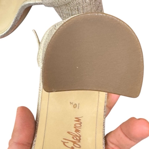 Sam Edelman Women’s Yaro Sandals Size 10.5 Metallic gold Ankle Strap Shelf pull - Picture 11 of 13